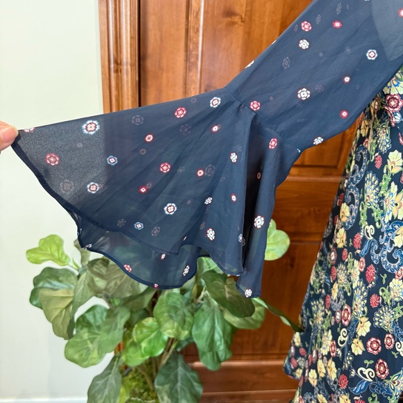 Anthropologie paper crown swing Navy Floral Mini Dress - Picture 6 of 10